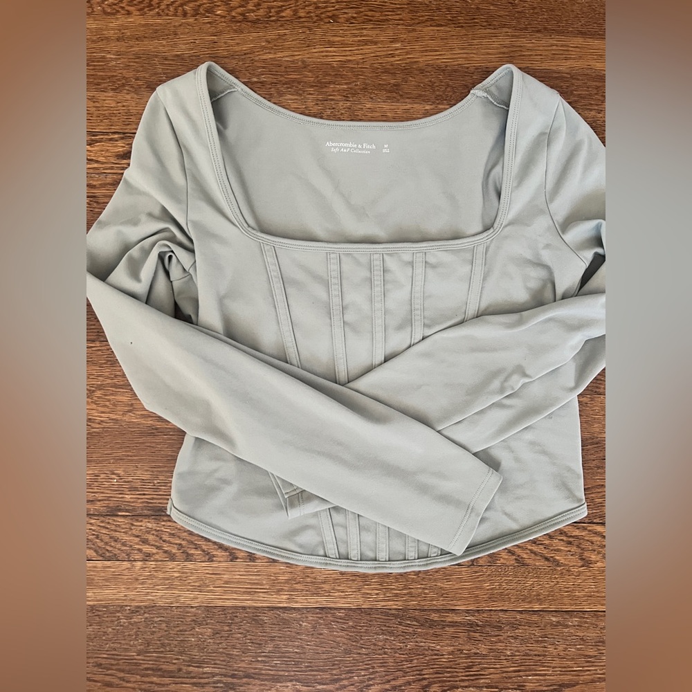 Abercrombie & Fitch Soft Collection Light Green Long Sleeve Corset Style Tee Med